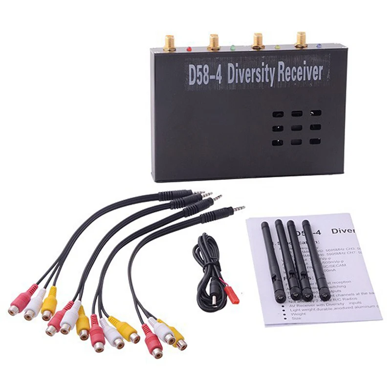

D58-4 Diversity Receiver 5.8G Wireless 4 Channel Diversity AV Figure Receiver PAL/NTSC/SECAM for 1000mW Real-time Transmission