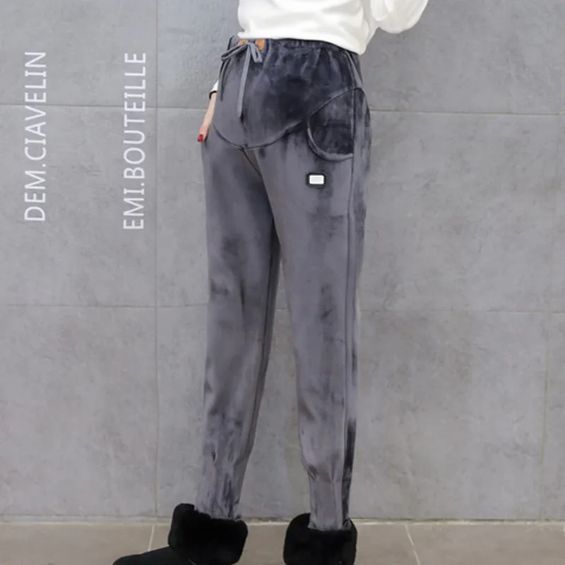 PLAMTEE Fashion Casual Warm Maternity Trousers Thick Adjustable Pregnancy Harem Pants 2017 Winter Clothes For Pregnant Women