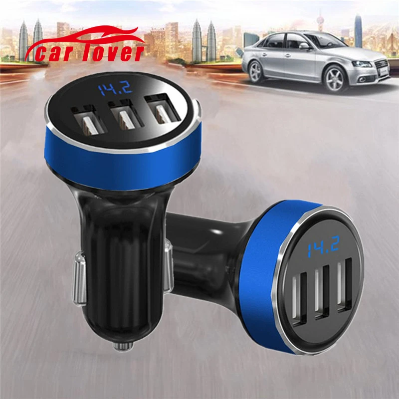 Triple USB Car Charger 3 Ports Power Adapter Voltage Meter Tester 12v
