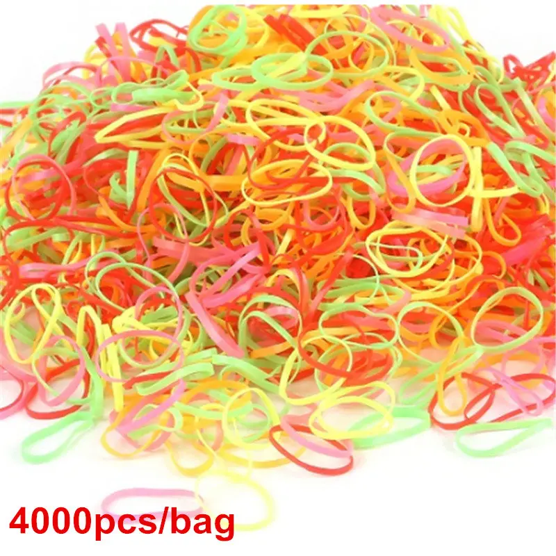 4000yingguang 1000/2000/4000 шт. Сумка резинки для волос яркого цвета Веревка ребенок ТПУ держатели резинки Женский Галстук косы аксессуары для волос - Цвет: 4000yingguang
