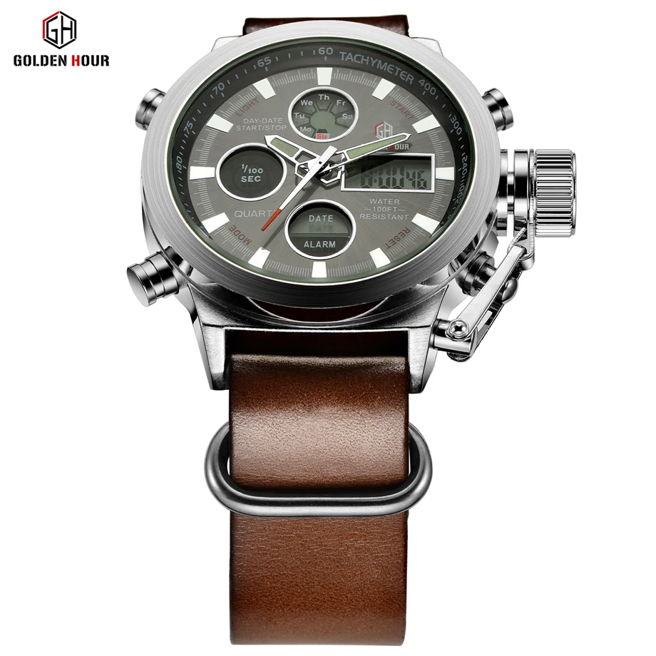 Günstig Relogio Masculino Luxus Marke Männer Uhren herren Quarz Stunden Analog Digital LED Sport Uhr Männer Army Military Armbanduhr geschenk