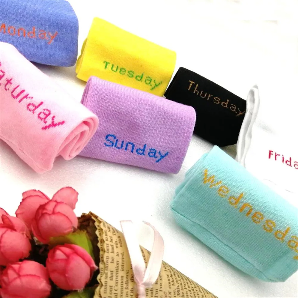 

7 Pairs Set of Socks Women Girl Lot Patterns Crew Socks Casual Set Socks Women Girls Cotton Set days of the week socks