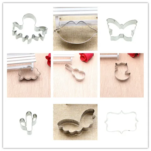 Cookie Cutters Cute Animal Plant Lips Guitar Shape Biscuit Mold Stainless Steel Fondant Pastry DIY Decorating Tools