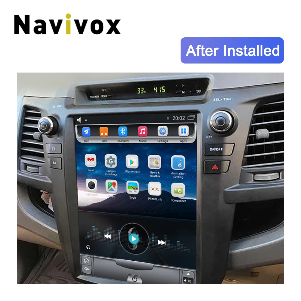 Perfect Navivox 12.1" Tesla Type Vertical Screen Android 6.0 Car DVD Radio For Toyota Fortuner Hilux 2010-2016 GPS Navigation Monitor 5