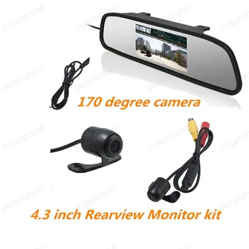 

TFT LCD 4.3 inch Rear view Mirror Monitor with Car Rear backup 170 degree reverse parking camera