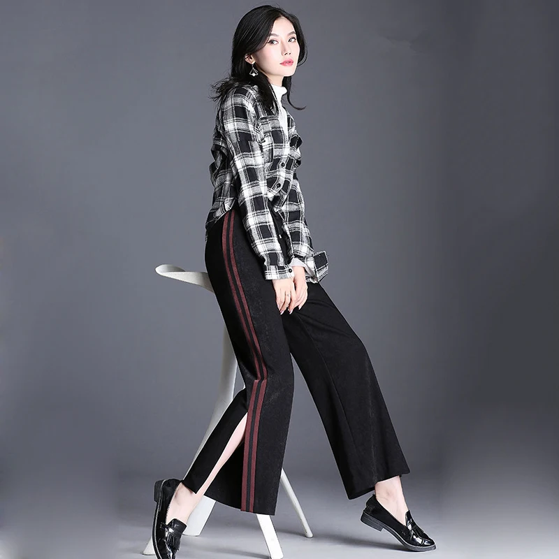 À Nouveau Femmes B2158mt1865 Élégant pourpre Taille Incendié marron Style De 2018 Feuille Larges Jambes Lâche Printemps Mince Beige Pantalon Haute Pantalons Casual Sport wXtPqS