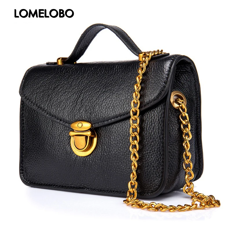 

Lomelobo Ladies Famous Hasp Lock Chain Flap Bag Female Pattern Tote Bag Women Small Genuine Leather Messenger Bags H1BL611