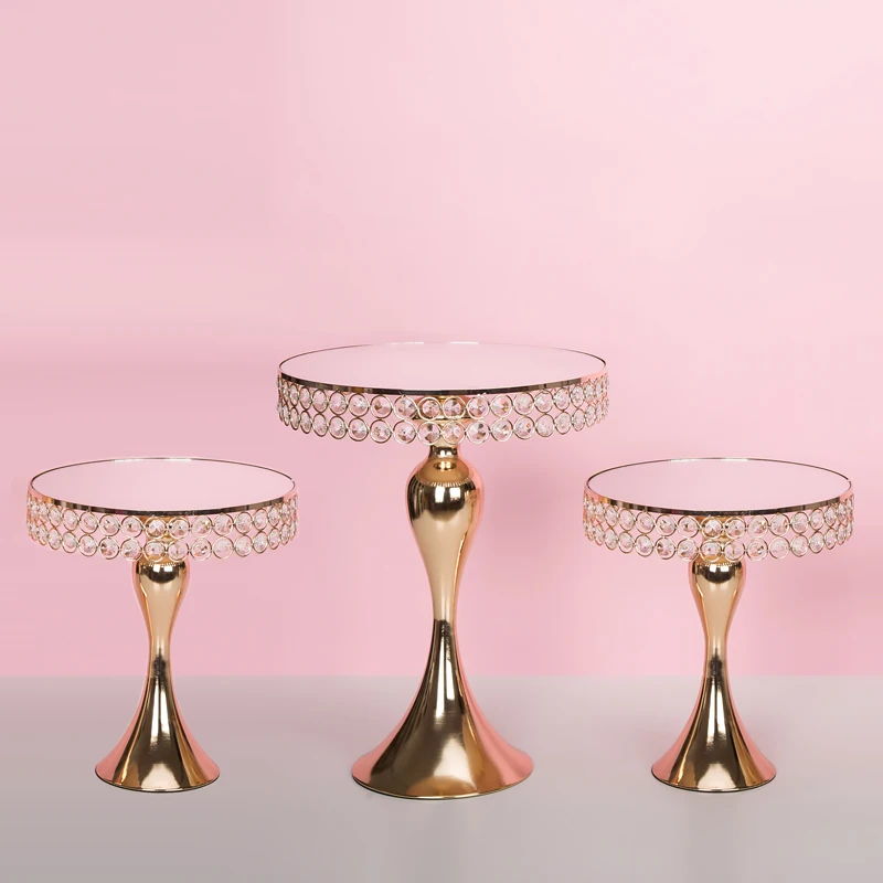  Silver Golden Crystal Cake Stand Electroplating Mirror Face Home Wedding Party Decor Cupcake Stand 
