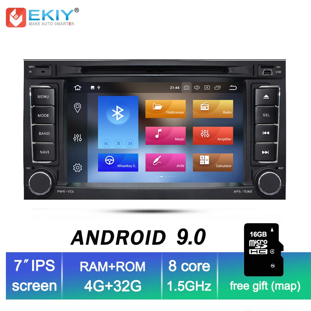 EKIY IPS Octa Core Android 9.0 Auto Multimedia Player 2 Din Car Radio DVD Audio For VolkswagenTouaregg 4G 32G Wifi Bluetooth