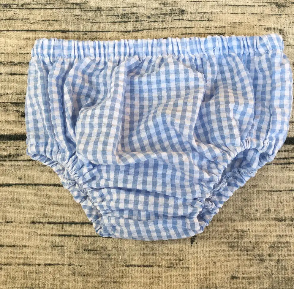 custom popular high waist seersucker shorts boys plaid bloomer boutique