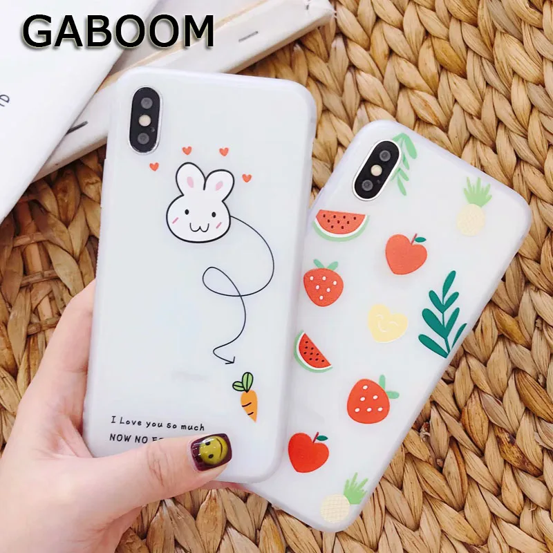 GABOOM Мягкие TPU Matte телефон чехлы для iPhone 7 Чехол Plus 6 s 8 X мультфильм кролик Лето арбуз