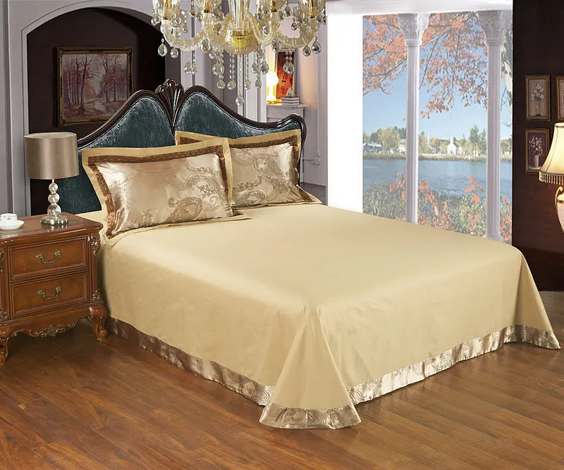 Waliicorners Gold Silver Beige Luxury Silk Jacquard Bedding set Queen King size Duvet cover set Embroidery Bed sheet Linen set Pillowcases 59 IMG_7647