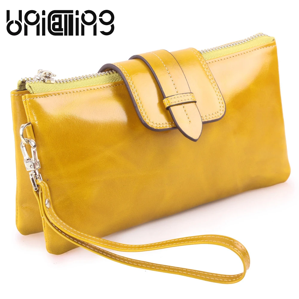 

Fashion brand zipper hasp Genuine Leather Long women wallets Small fresh large Capacity Chain Solid color mini messenger bag