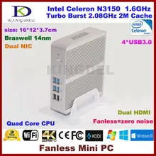 windows10 celeron mini pc, NUC Slim Computer, HTPC, Intel Celeron N3150 Braswell CPU, 4GB RAM, 64GB SSD 2*HDMI, 2*NIC, 4*USB 3.0