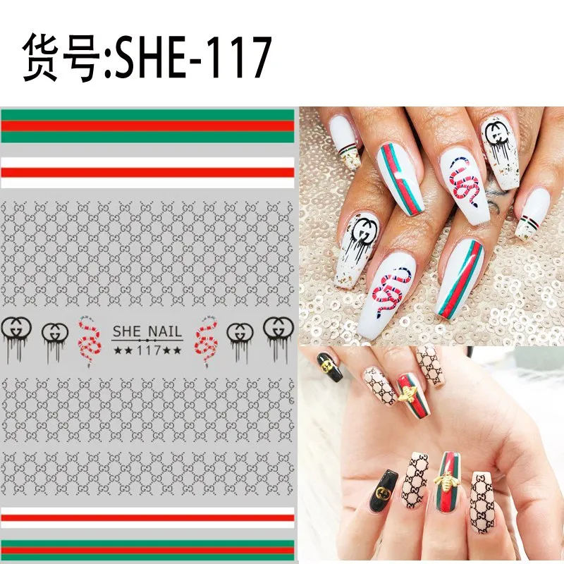 2 sheets adhesive 3d nail sticker foil decals for nails sticker art cartoon design nail art decorations supplies tool - Цвет: 2 Sheets SHE-117