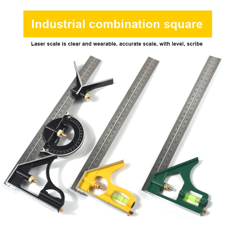 

300MM Professional Carpenter Tools Combination Square Angle Ruler Stainless Steel Protractor Ruler TSH Shop