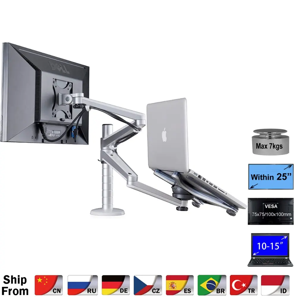 

OA-7X Multimedia Desktop Dual Arm 25inch LCD Monior Holder+ Laptop Holder Stand Table Full Motion Dual Monitor Mount Arm Stand