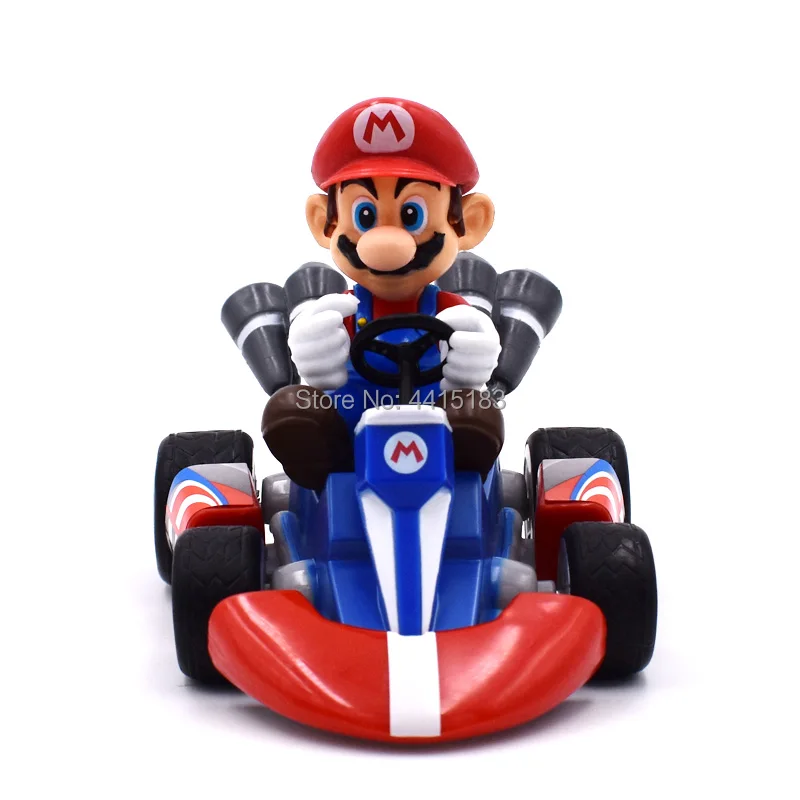 " Аниме Super Mario Bros Kart вытяжной автомобиль Марио ПВХ фигурка кукла Коллекционная модель игрушки Рождественский подарок для детей