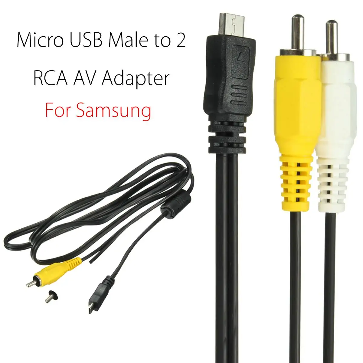 Micro USB штекер к 2 RCA AV адаптер Аудио Видео кабель 140 см для Samsung Android мобильный