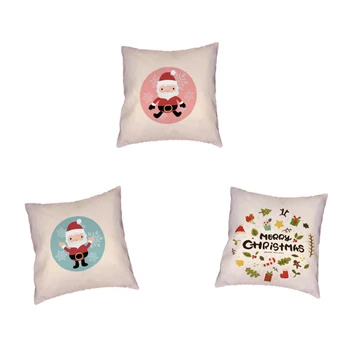 

Cartoon Style Circle Pattern Christmas Santa Claus Cushion Cover Colorful Text Peach Skin Material Home Decoration Pillowcase