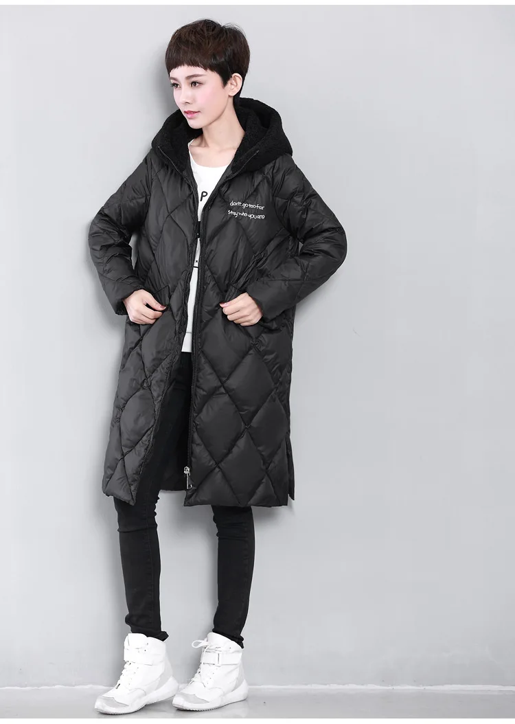 AYUNSUE пуховик для женщин с капюшоном длинное пальто зимнее пальто для женщин искусственный мех ягненка воротник парка корейские пальто Chaqueta Mujer MY1499