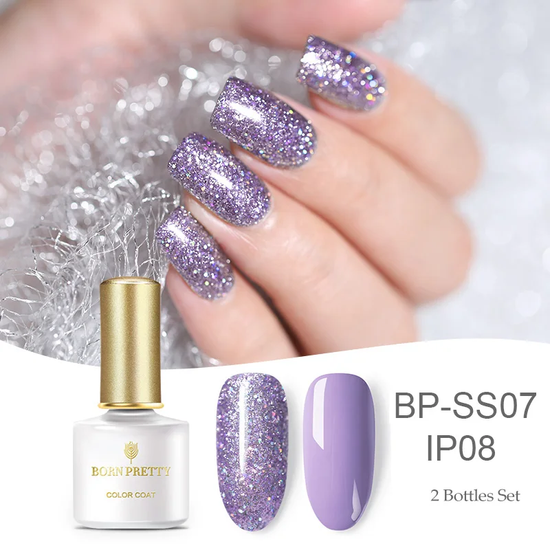 Set 14 Born pretty, голографическая гель для ногтей с блестками лак 6 мл Сияющий Блестящий впитывающий УФ-гель лак для ногтей Светодиодный УФ-лампа - Цвет: Set 14