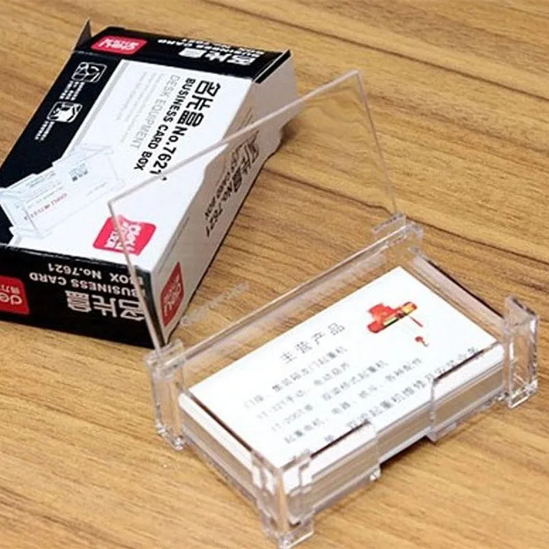

2pcs Clear Acrylic Business Card Holder Case Office Desk Storage Box Flip cover