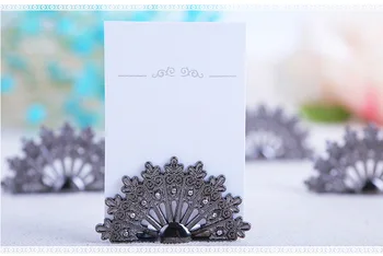 

Antiqued Fan Place Card Holder Wedding Favors Party Table Decoration Shower Peacock Name Card Holder W8154