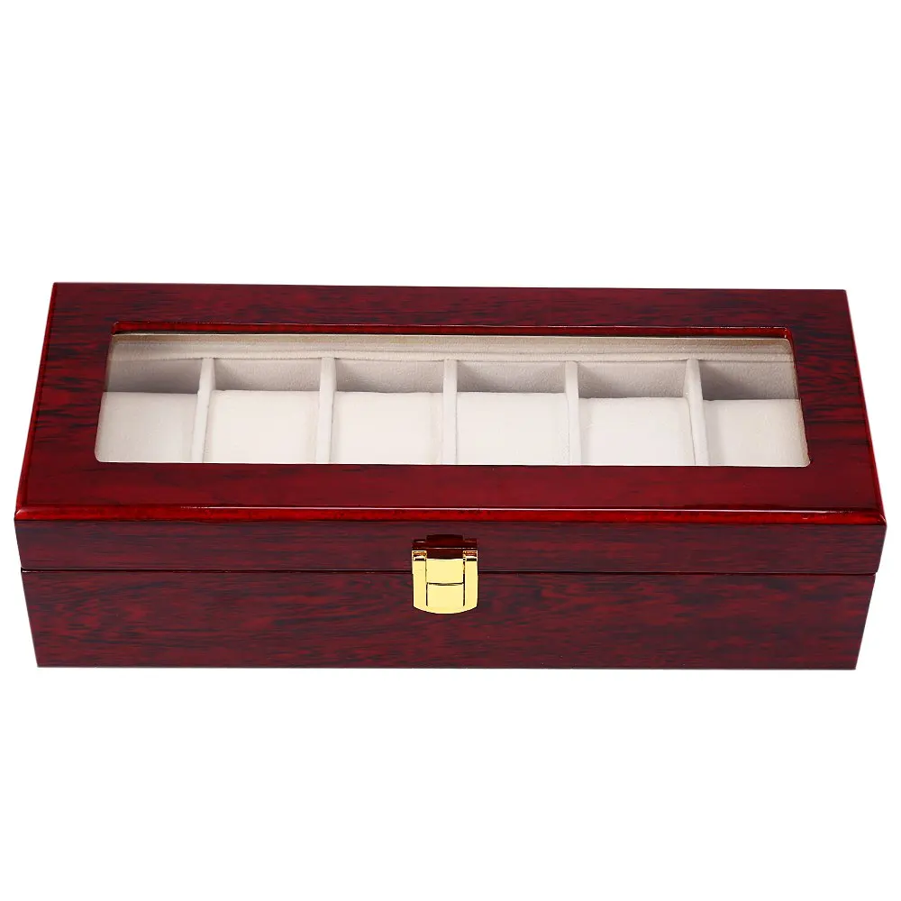 High Quality 6 Slots Luxury Wood Watch Display Case Watches Box Elegant Jewelry Storage Organized caixa para relogio|watch box display|watch tv on lcd monitorbox craft - AliExpress