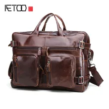 AETOO Vintage Genuine Leather Men Bags business Laptop Briefcase Portfolio Fashion crossbody Men’s Messenger Bags Men’s Travel