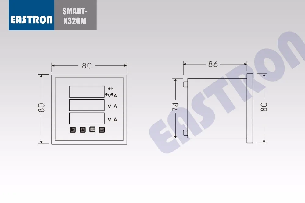 Eastron Смарт X320M Интеллектуальный измеритель мощности, мульти-функциональное Панель теплосчетчик, цифровой измеритель, AC220V/DC24V, 96*96,72*72,80*80