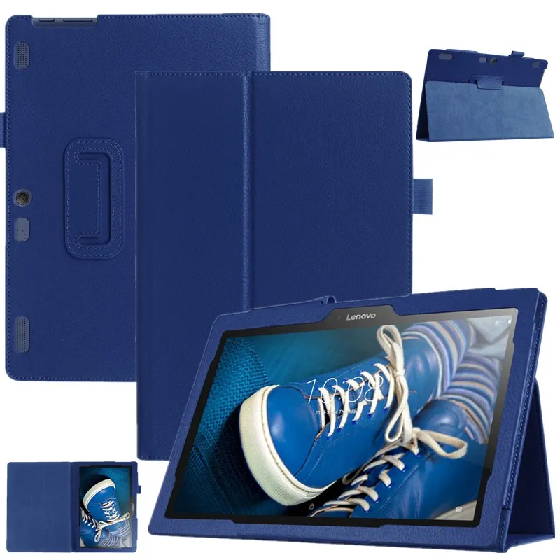 

Fashion Litchi Folding Stand Flip Tablet Case For Lenovo A10-30F X30F A10-70 10.1" PU Leather Protective Shell Case + Film + Pen