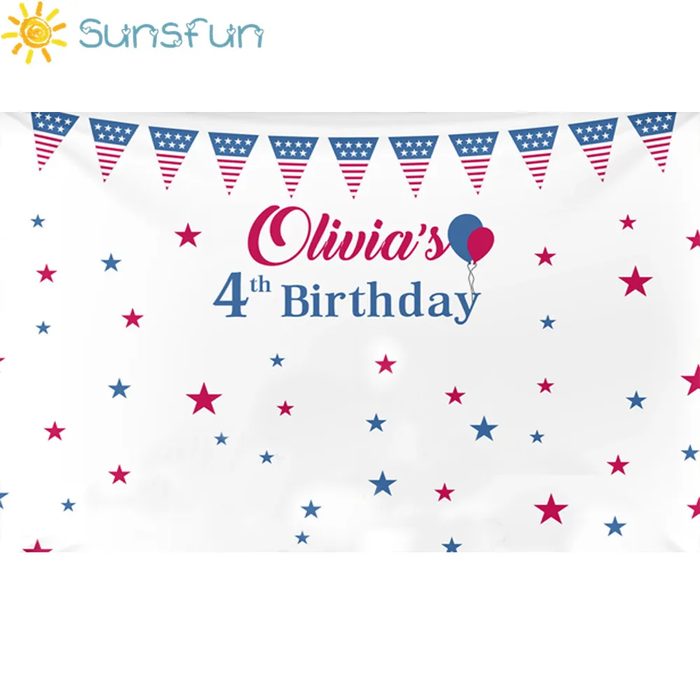 Sunsfun 7x5ft Baby Shower Backdrop Blue Flag Stars Birthday Party