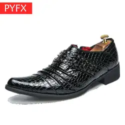 Летние мужские ковбойские туфли из воловьей кожи в британском стиле; большие размеры; мужские деловые туфли из крокодиловой кожи; Цвет