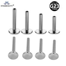 Base de titânio para piercing labret, base de titânio g23, brinco de piercing labial, base interna de rosca, piercing de lábio, com 10 peças joias do corpo