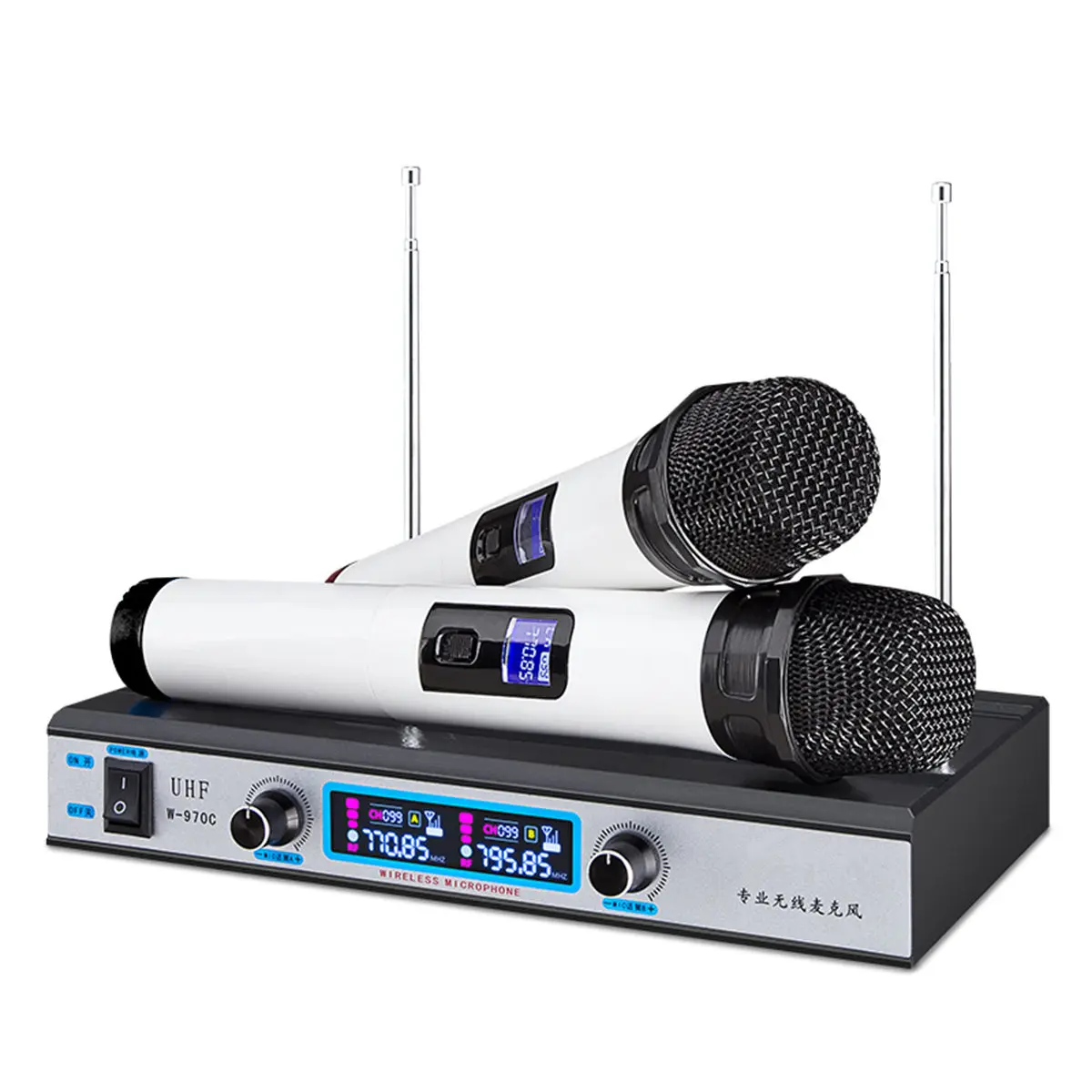 Беспроводной UHF микрофон Система 2 ручной микрофон KTV бас караоке аудио беспроводной микрофон для караоке система с светодиодный дисплей