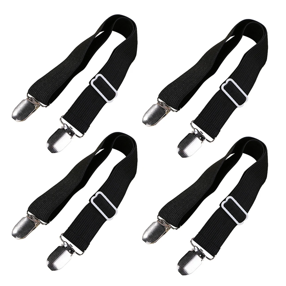 

Black and White Bed Sheet Mattress Cover Blankets Home Grippers Clip Holder Fasteners Elastic Straps Fixing Slip-Resistant Belt