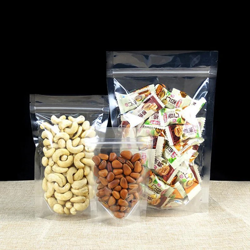 100Pcs Small Series Size Food Moisture-proof Bags, Clear Transparent Bags Stand Up Pouch for drinks,Beverages Bags,Biscuit Bag