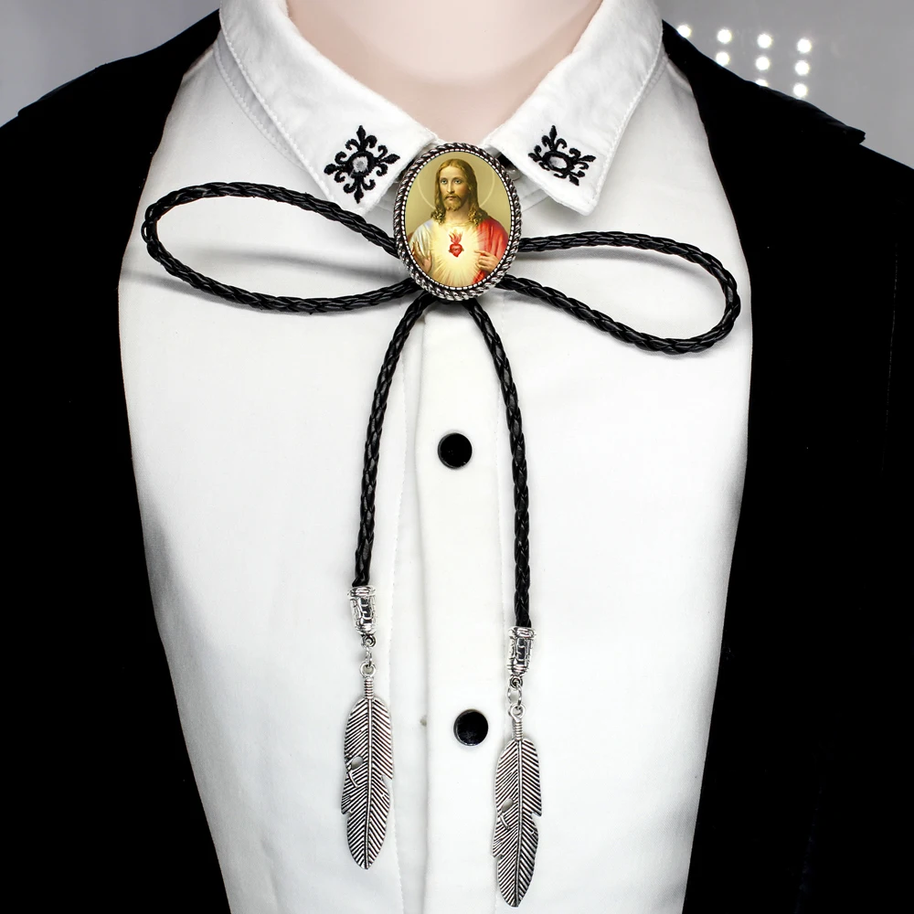 Дизайн западный Иисус Боло галстук ручной работы Иисус Христос кожаный шейный галстук костюм рубашка аксессуары цепочка Ювелирные изделия ожерелье Боло-0021 - Окраска металла: 9