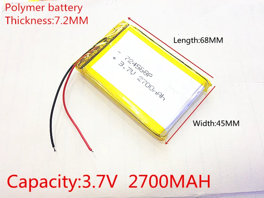 Li-po 3 7 V 2700 mAH 724568 PLIB (полимерный литий-ионный аккумулятор) аккумулятор для
