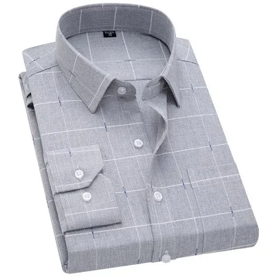 Новинка, VISADA JAUNA, модная повседневная мужская рубашка, приталенная, с длинным рукавом, мужская рубашка, с принтом, в клетку, деловая рубашка, одежда, Camisas Homme - Цвет: 8551