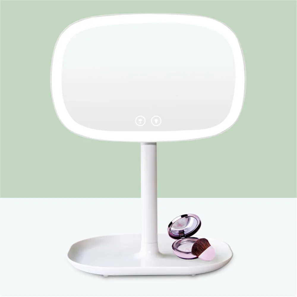 47 светодиодный косметический светильник 360 вращающееся настольное зеркало с сенсорным экраном для макияжа Профессиональная Регулируемая столешница - Испускаемый цвет: White
