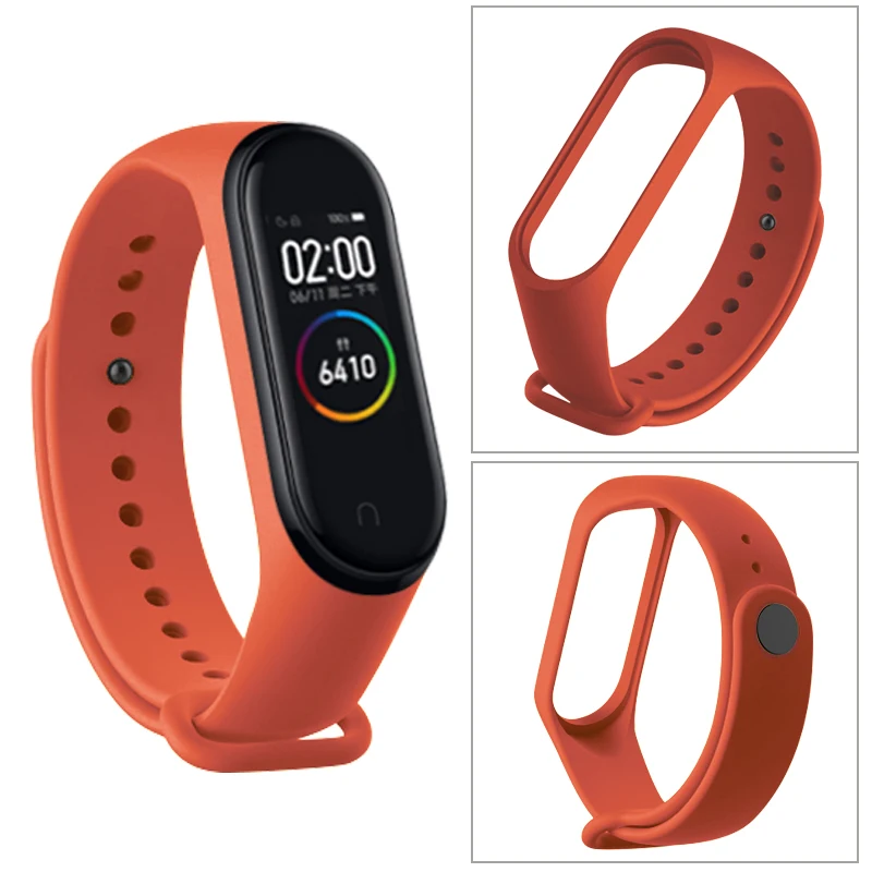 Ремешок для Xiaomi Mi Band 5 4 3 Band5 розовый винно красный цвет ТПУ силиконовый браслет Xiomi