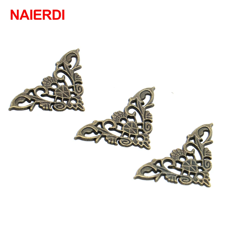 8PCS NAIERDI Jewelry Box Corner Protector Antique Frame Book Menus Butterfly Decoration Corner Bracket For Furniture Hardware