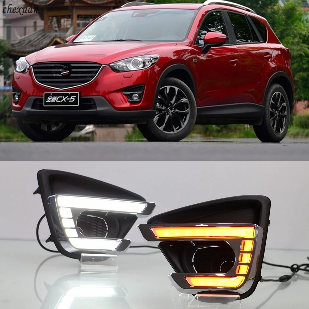 CSCSNL 1 Set Car LED For Mazda Cx 5 Cx5 2012 2013 2014 2015 2016 With Turn Yellow Signal 12V ABS