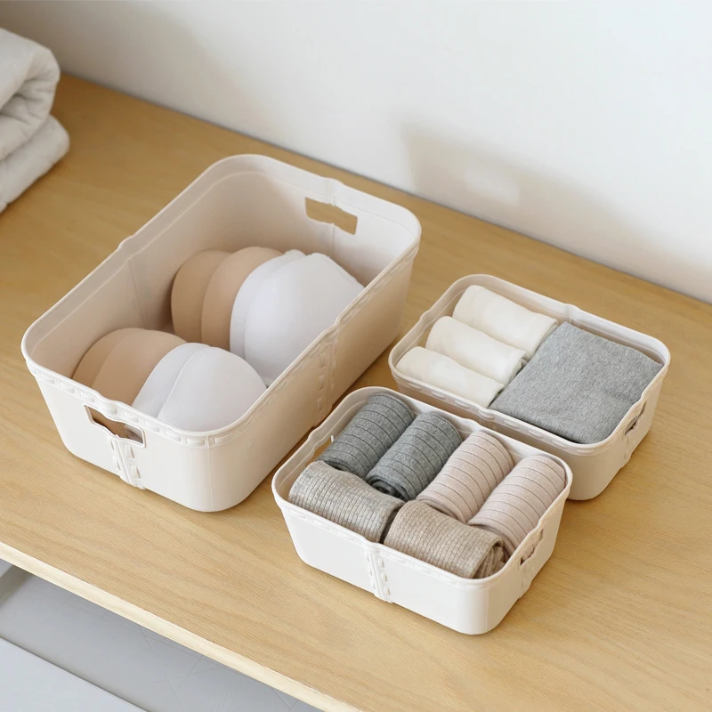 

Nordic European Style Dressing Table Storage Box Durable Plastic Sundries Cosmetic Storage Box Socks Underwear Storage Organizer