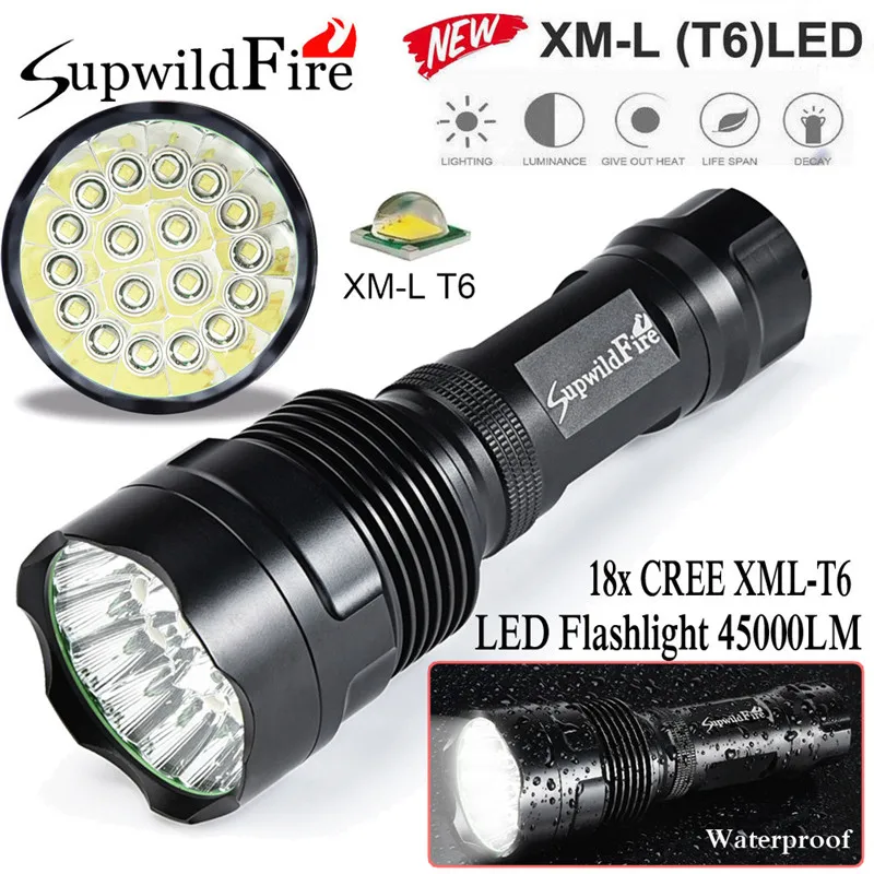 

2018 New SupwildFire 45000Lm 18x XML T6 LED 5Mode LED Flashlight Torch Light Lamp