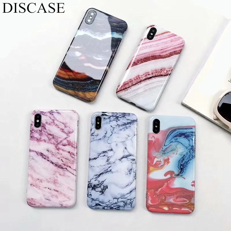 

DISCASE Luxury Marble Phone Case For iphone XR XS MAX X 8 7 6 6s plus Case TPU Glossy Soft Simple IMD All Inclusive Back Case