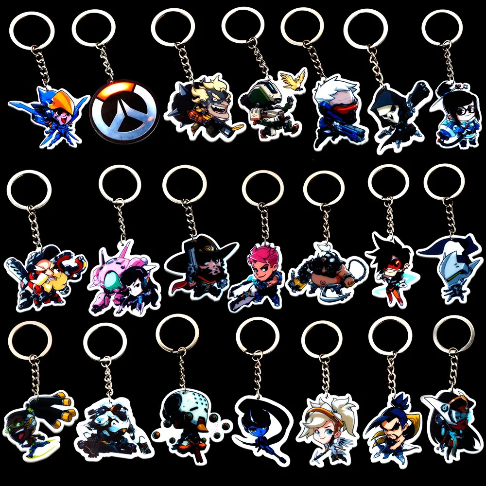 

22 types Game Overwatch Key Chains ow heroes Pharah Mccree Mei Solider 76 Tracer Reaper Winston keyring Charm pendant Series 1