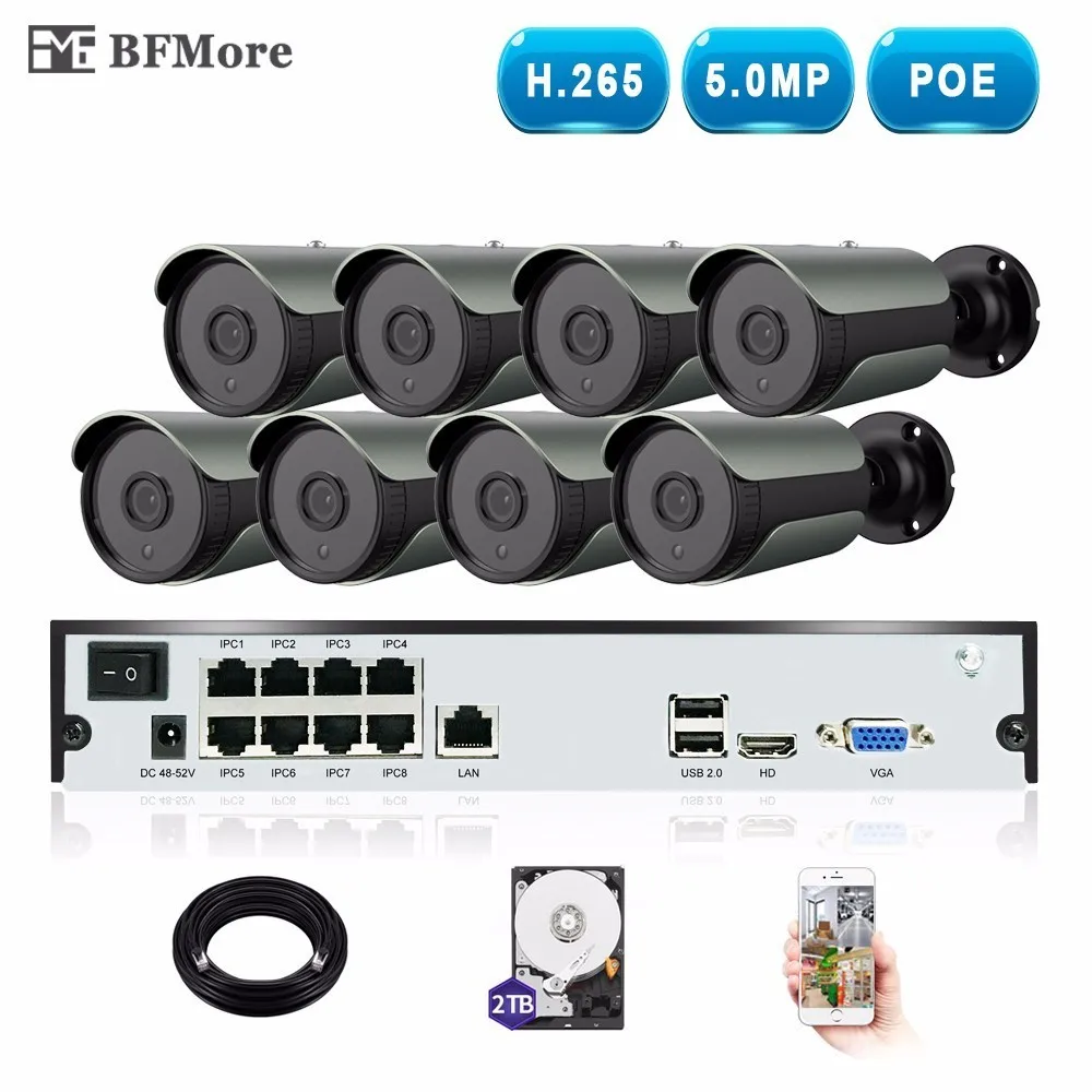 

BFMore H.265 5.0MP 4.0MP POE 8CH NVR Kit CCTV System IP Camera IP67 Outdoor Weatherproof Video Security Surveillance Set Seetong